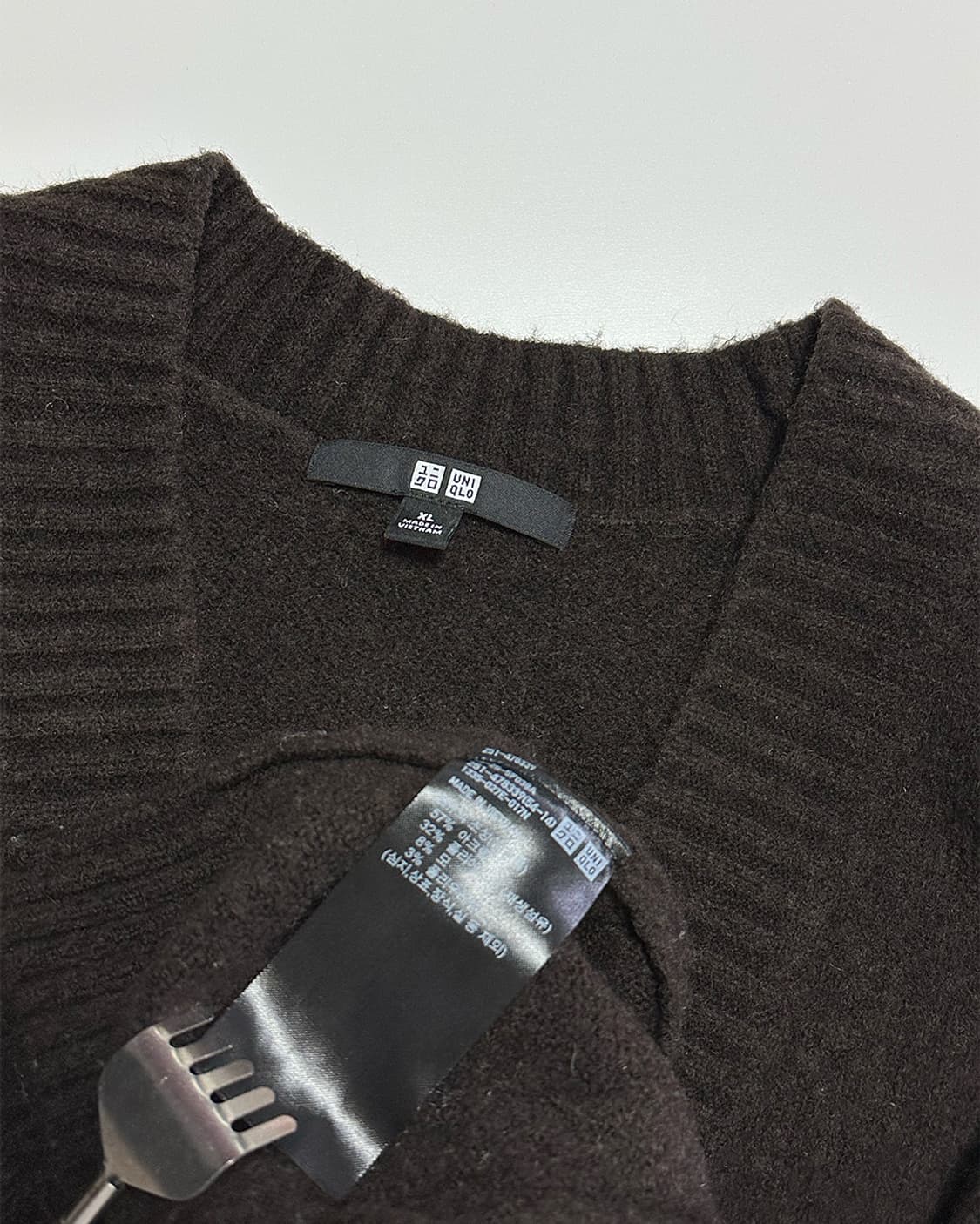 유니클로 크롭 니트 가디건 브라운 상품이미지3