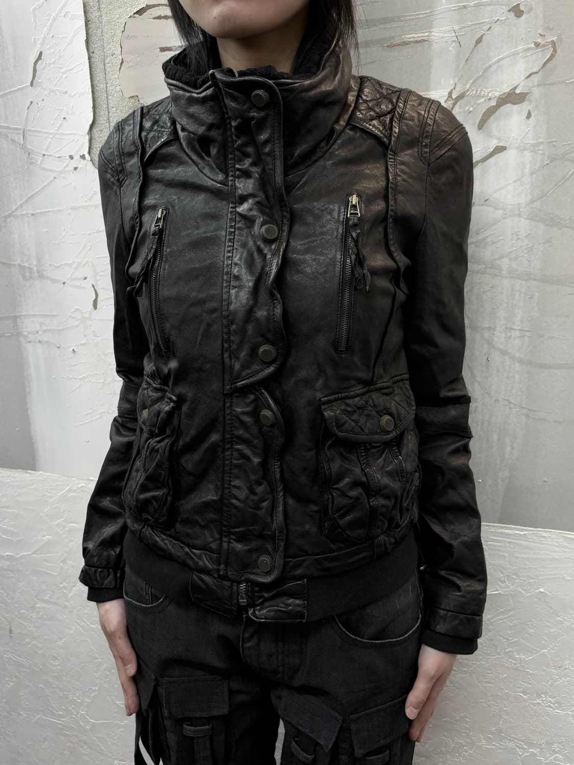 sheepskin high neck detail jacket 상품이미지2