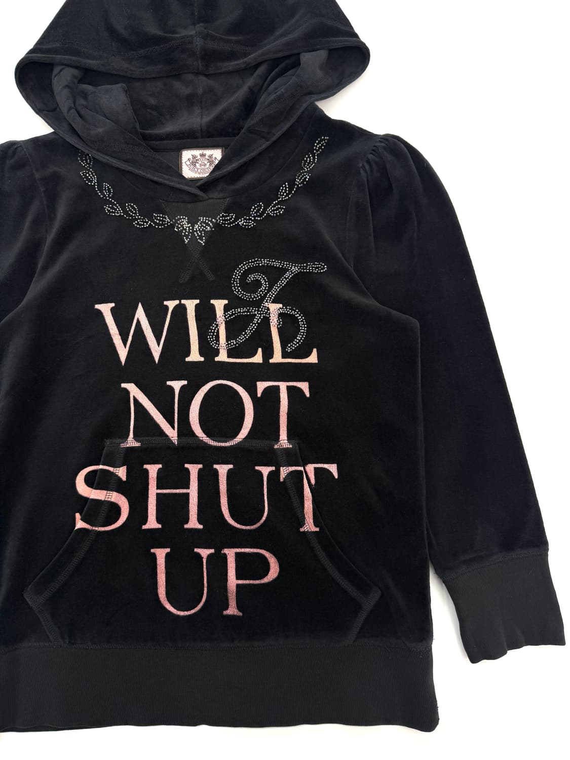 빈티지 Juicy Couture 블랙 로고 벨벳 후드티 상품이미지4