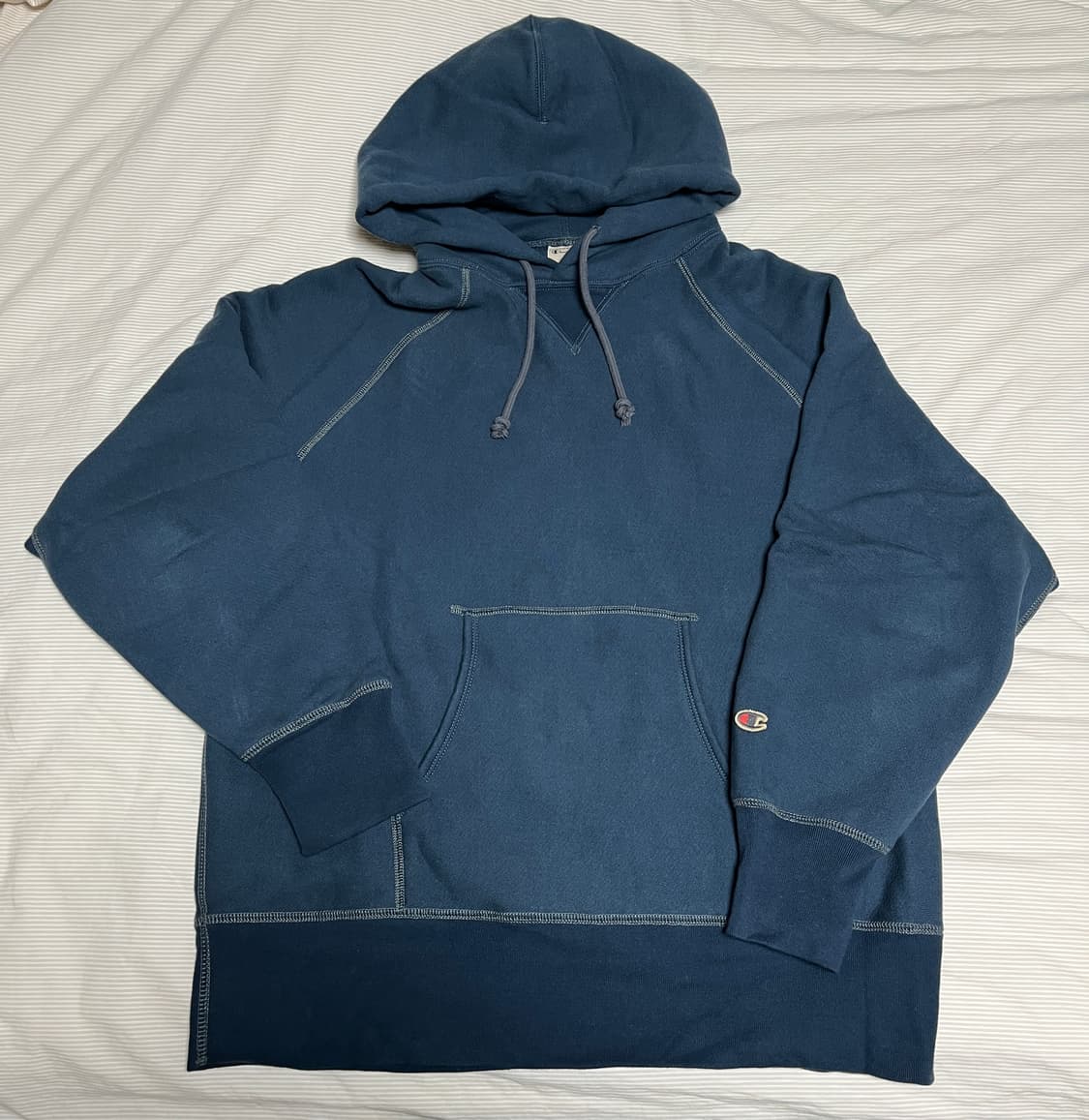 챔피온 X 카키스 클럽 후드 티셔츠 Tint Navy 라지사이즈 상품이미지1