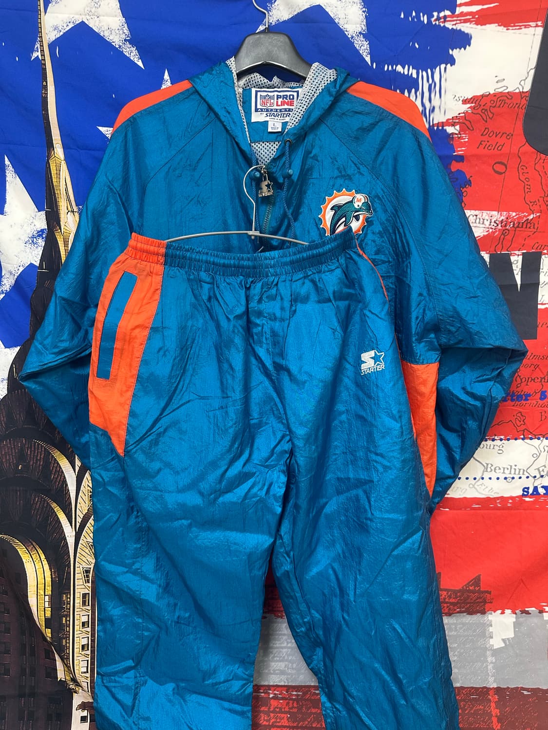 새상품 올드스쿨 스타터 NFL돌핀마이애미 트레이닝셋업 L100 상품이미지7