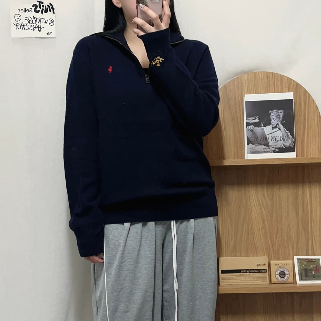 [정품] 폴로 네이비 / 레드포니 울 니트반집업 [ XL ] 상품이미지2