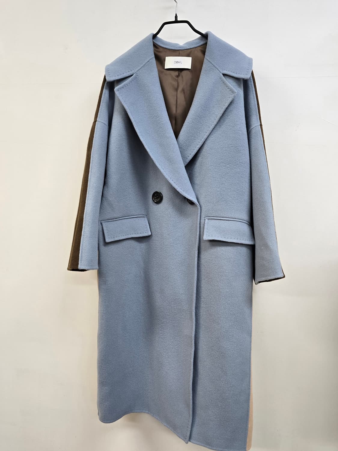 듀엘 캐시미어 블랜딩 모100% 컬러블럭 루즈핏 롱코트 상품이미지3