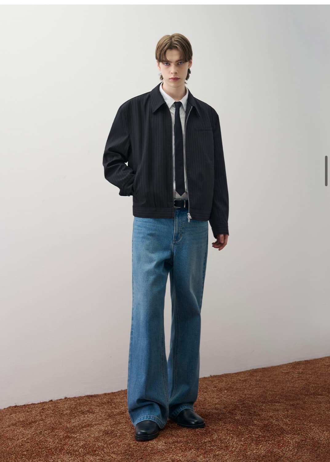 (L)[서강준 PICK] 드로우핏 핀 스트라이프 크롭 블루종 자켓 판매 상품이미지7