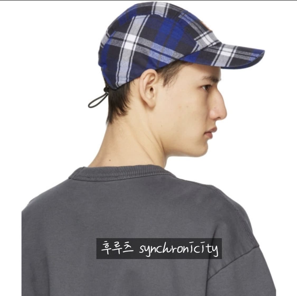 아크네 이모지 체크 볼캡 F 블루 코튼 모자 상품이미지2