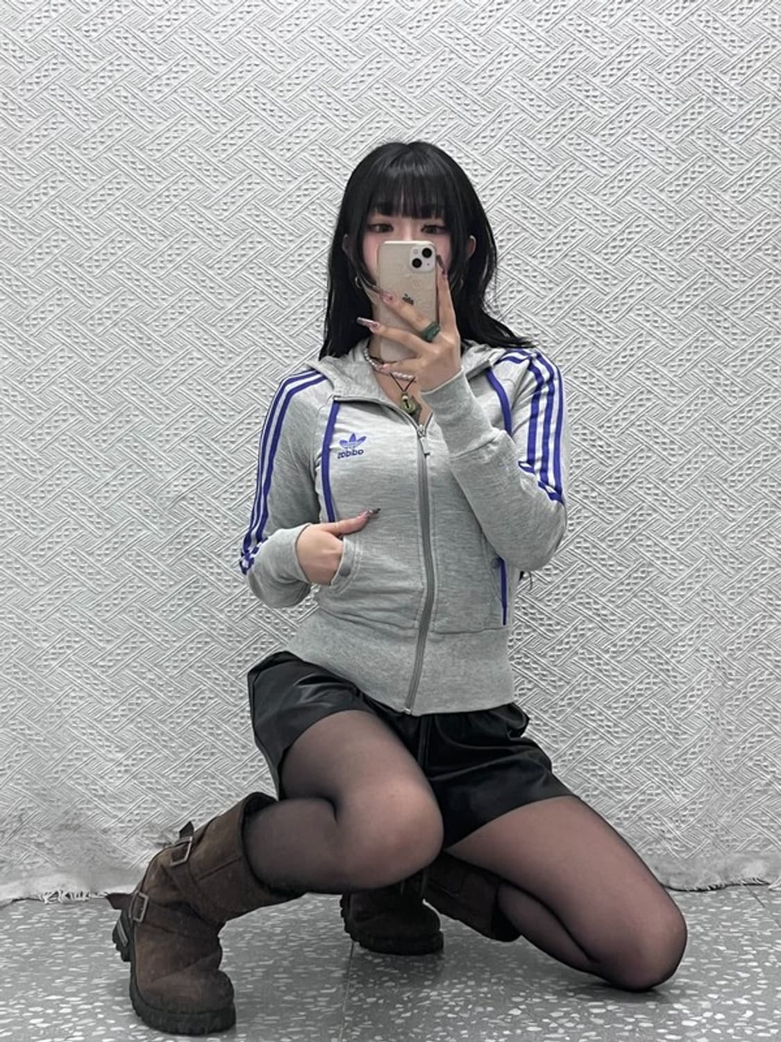 아디다스 Y2K 레트로 바이올렛 딱붙핏 후드집업 85 C11628 상품이미지1