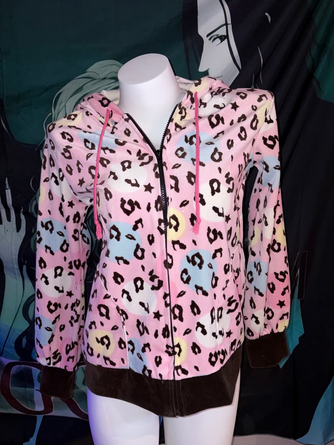 Pastel Leopard Print Zip Hoodie 상품이미지1