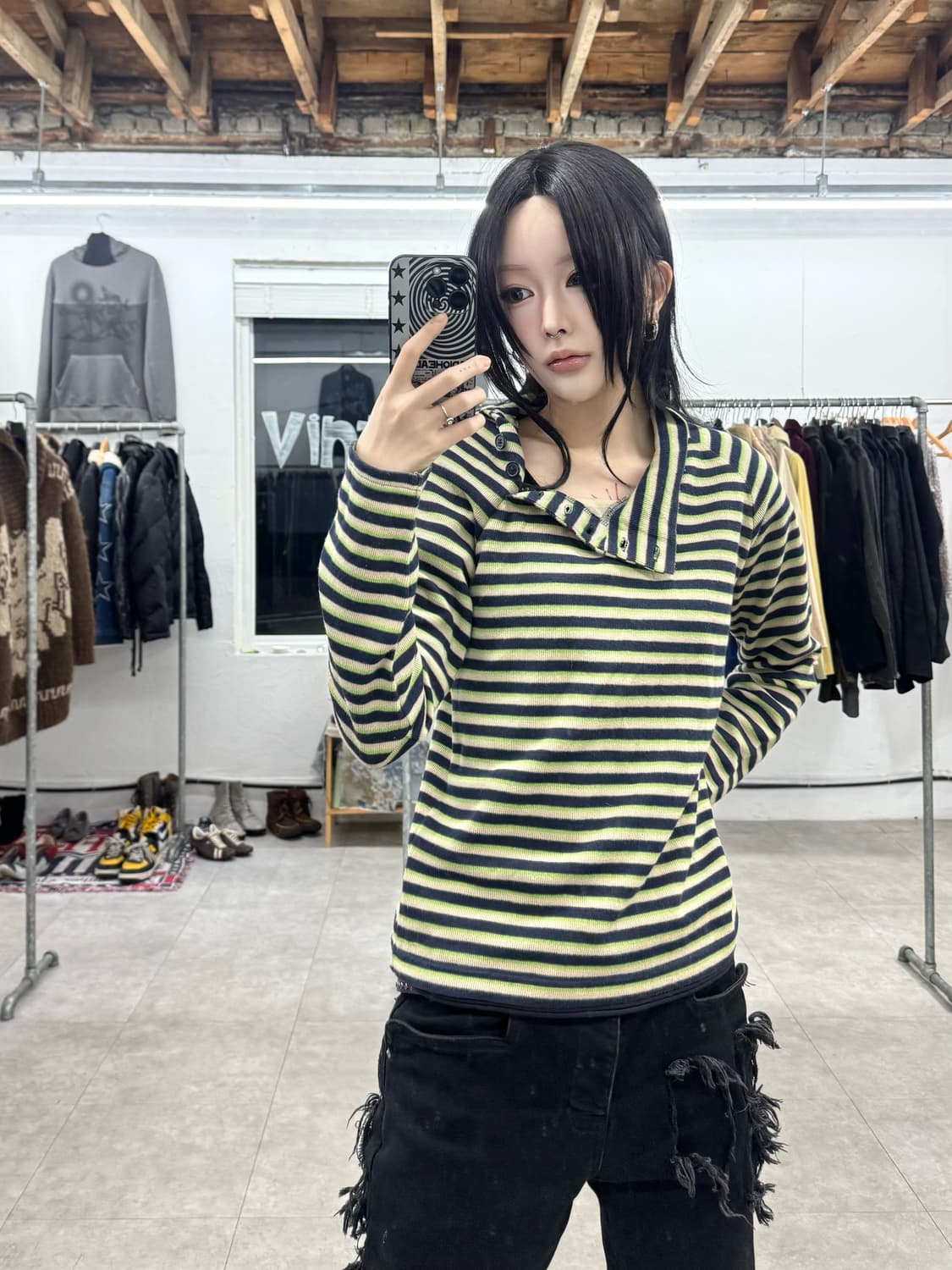 Hushush 사이드 버튼 니트 상품이미지1