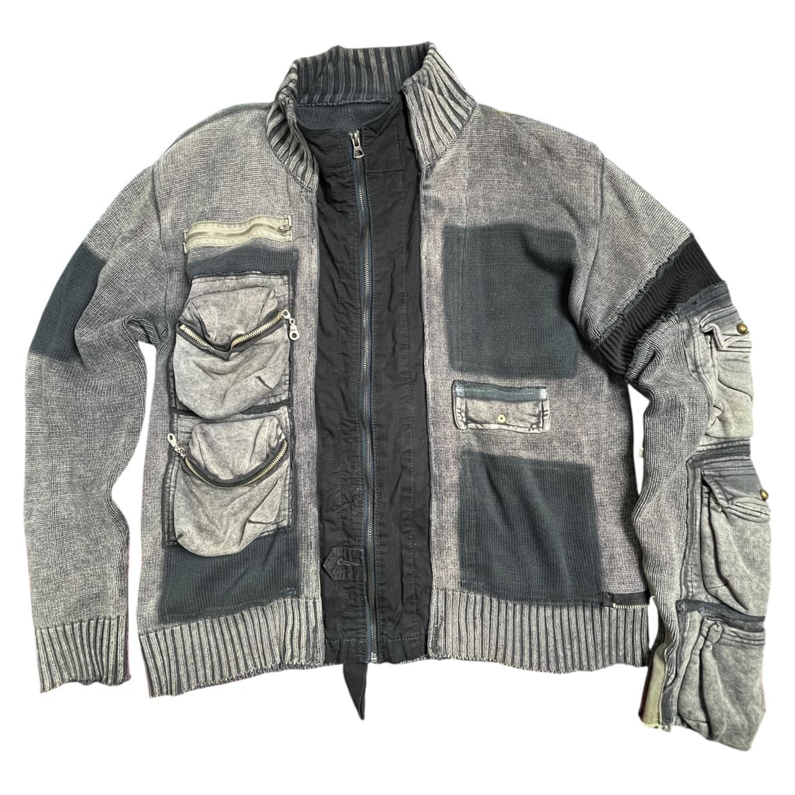 멀티 포켓 카고 니트 집업 상품이미지1