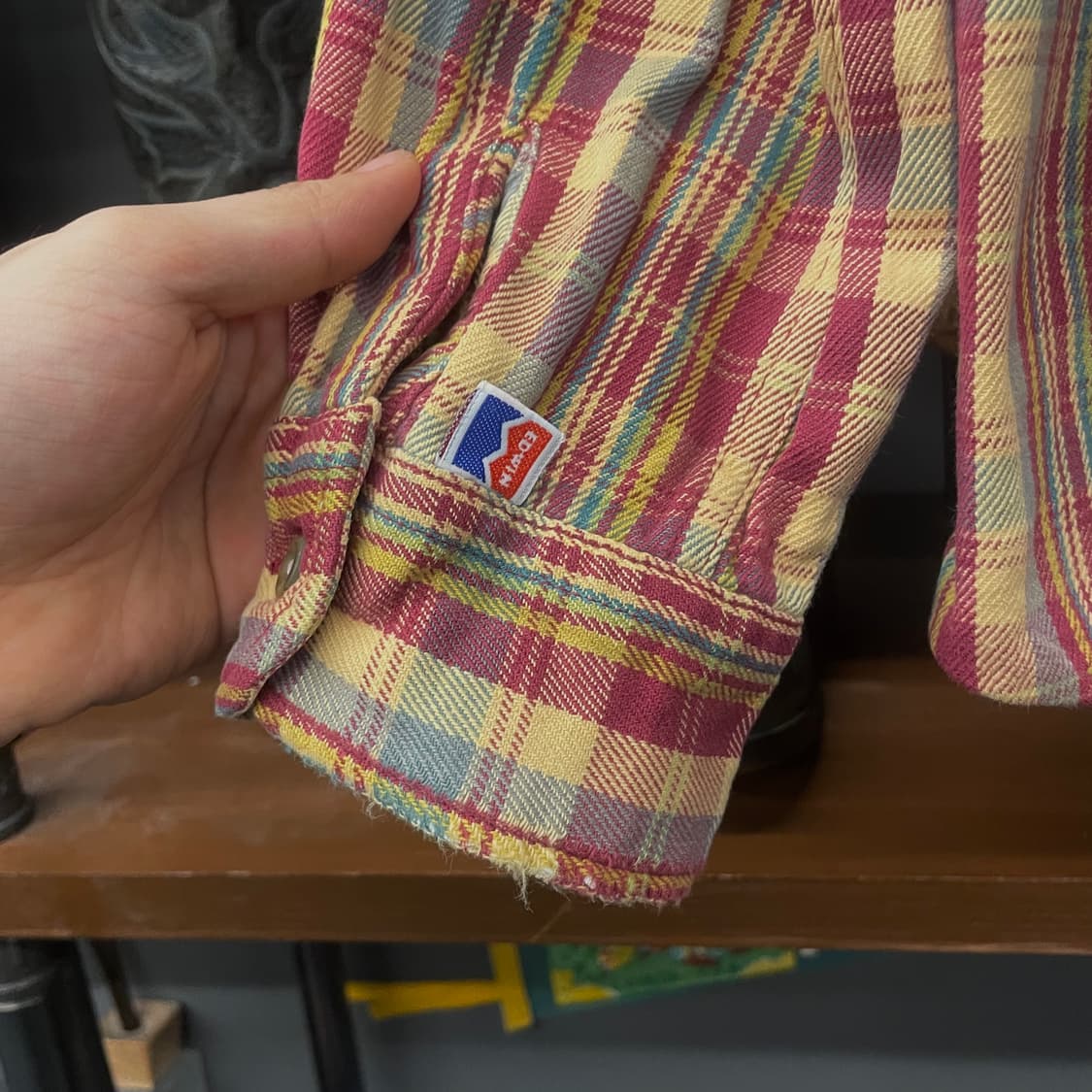 00s 에드윈 아웃도어 플란넬 체크 포켓 셔츠 N296 상품이미지6