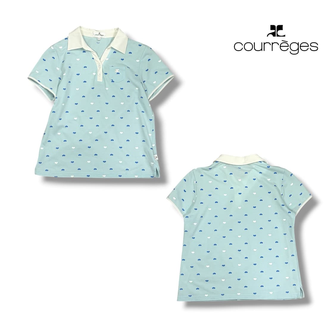 꾸레쥬 하트 패턴 카라티 상품이미지2