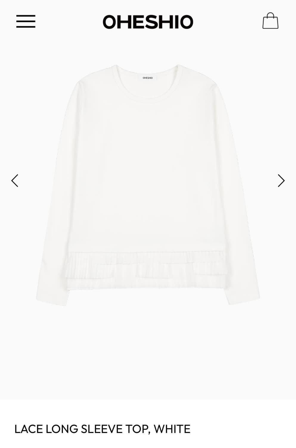 오헤시오 레이스롱슬리브 LACE LONG SLEEVE TOP, WHITE 상품이미지1
