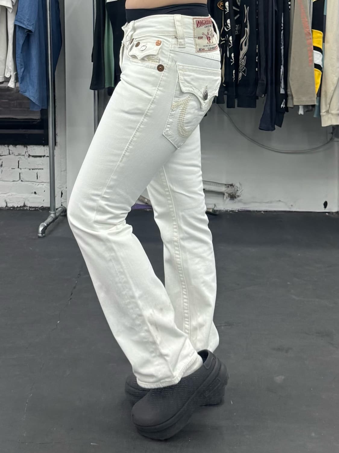 트루릴리전 레인보우 화이트 데님팬츠 상품이미지3