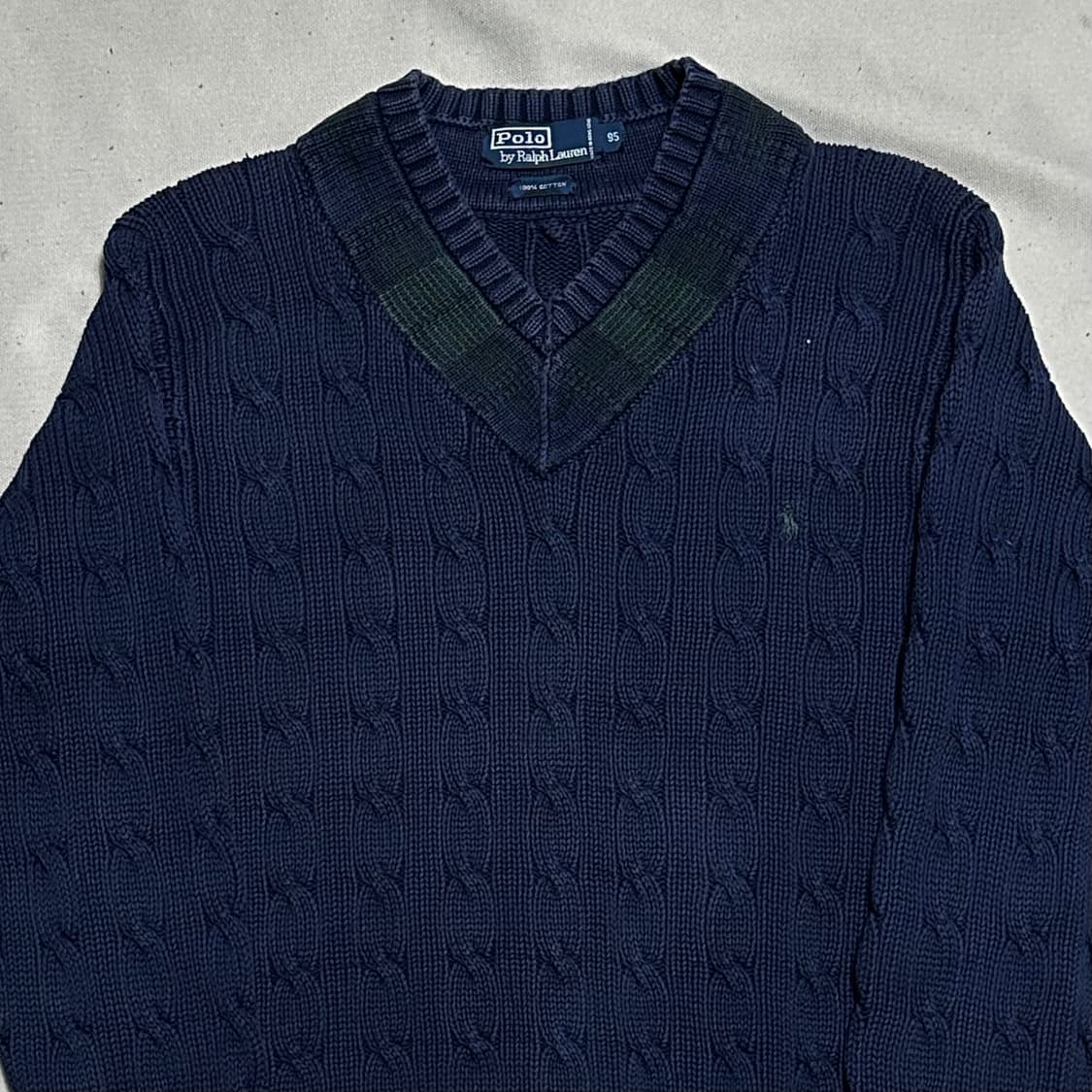 95 폴로랄프로렌 네이비 브이넥 케이블 니트 상품이미지1