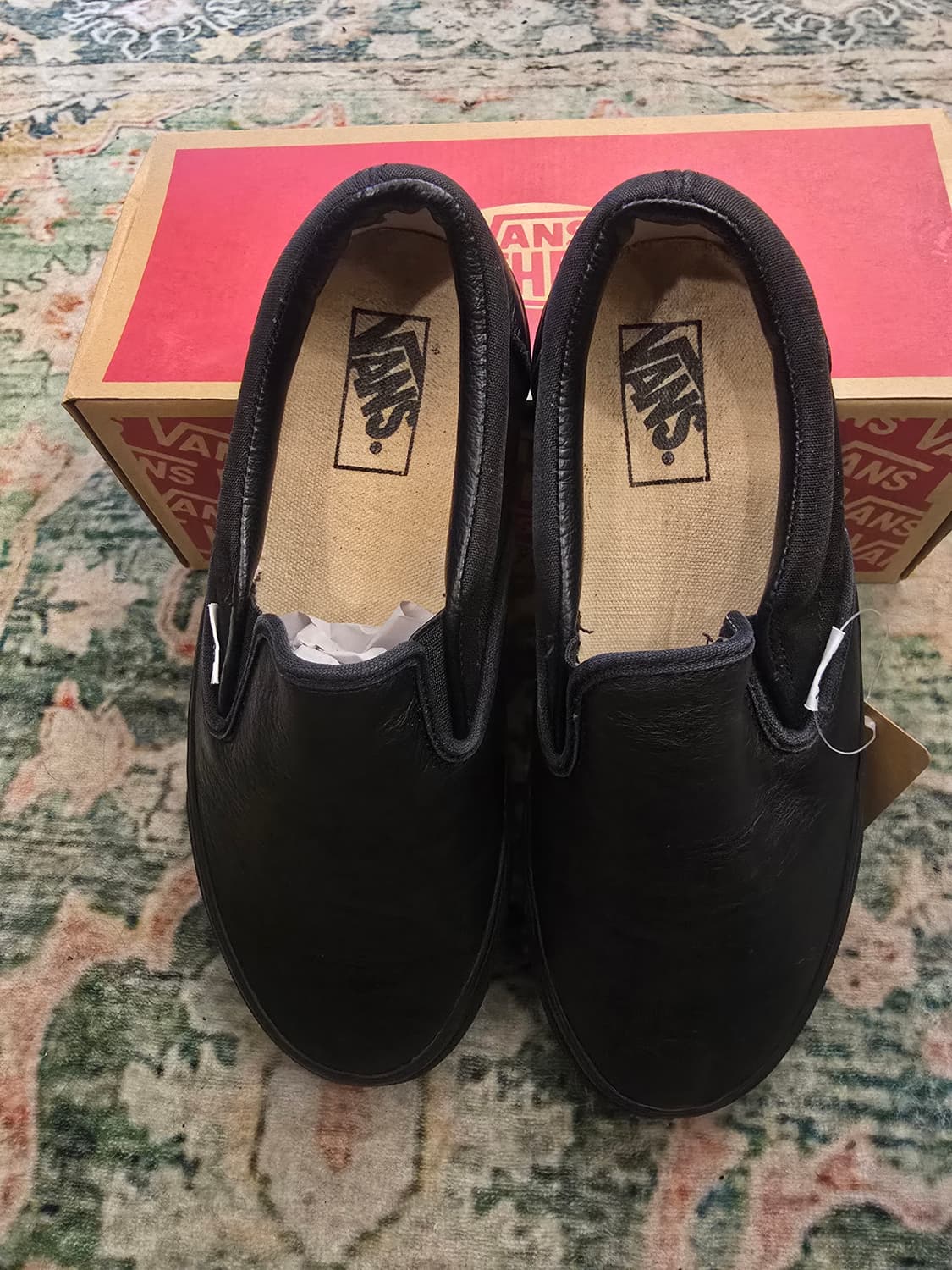 반스90s Vans클래식 슬립온 (레더) 블랙:트루 화이트 스니커즈 상품이미지2