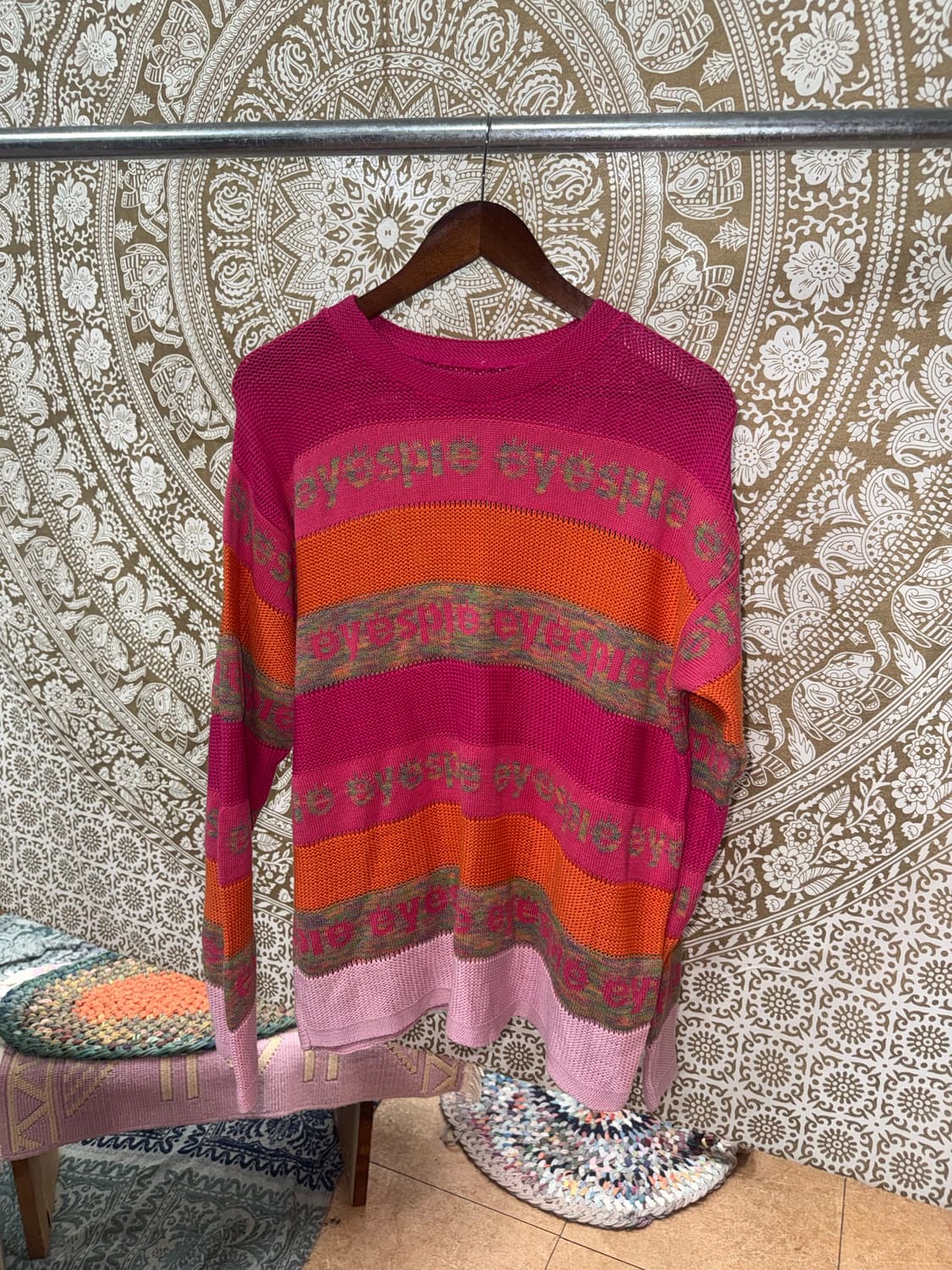 빈티지 여성 멀티컬러 라운드 그물 니트  상품이미지2