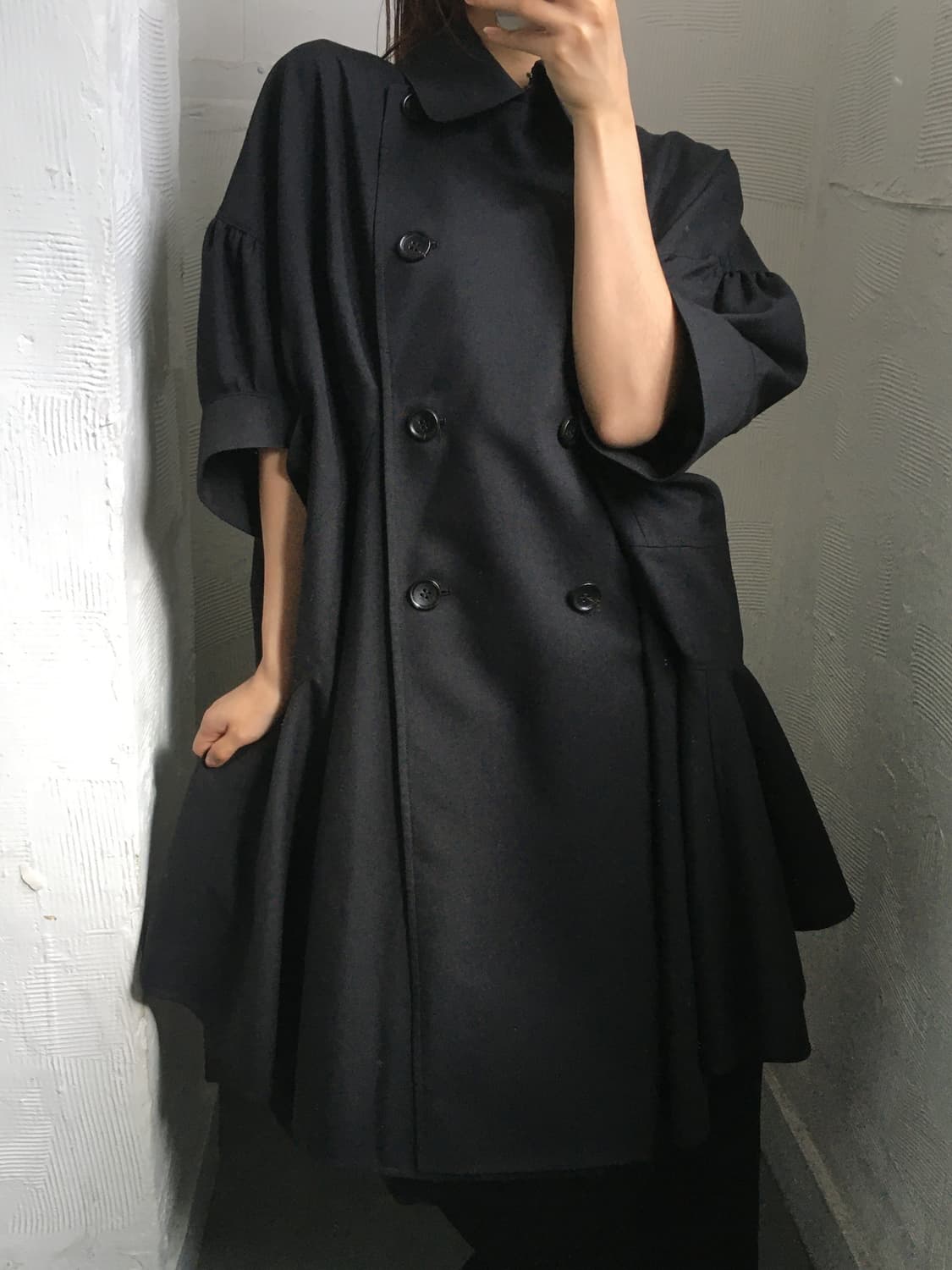 Junya Watanabe 준야와타나베 더블 브레스티드 블랙 하프 코트 상품이미지3