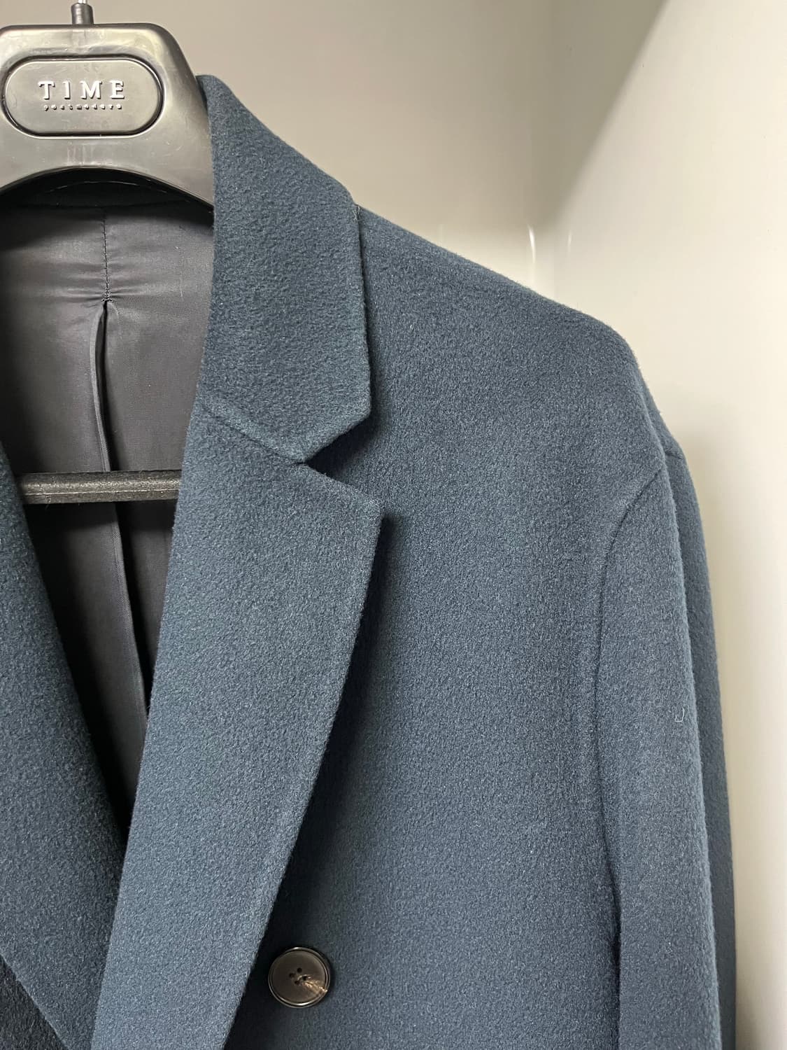 타임옴므 터콰이즈 캐시미어 세미오버핏 핸드메이드 더블코트 105사이즈 상품이미지3