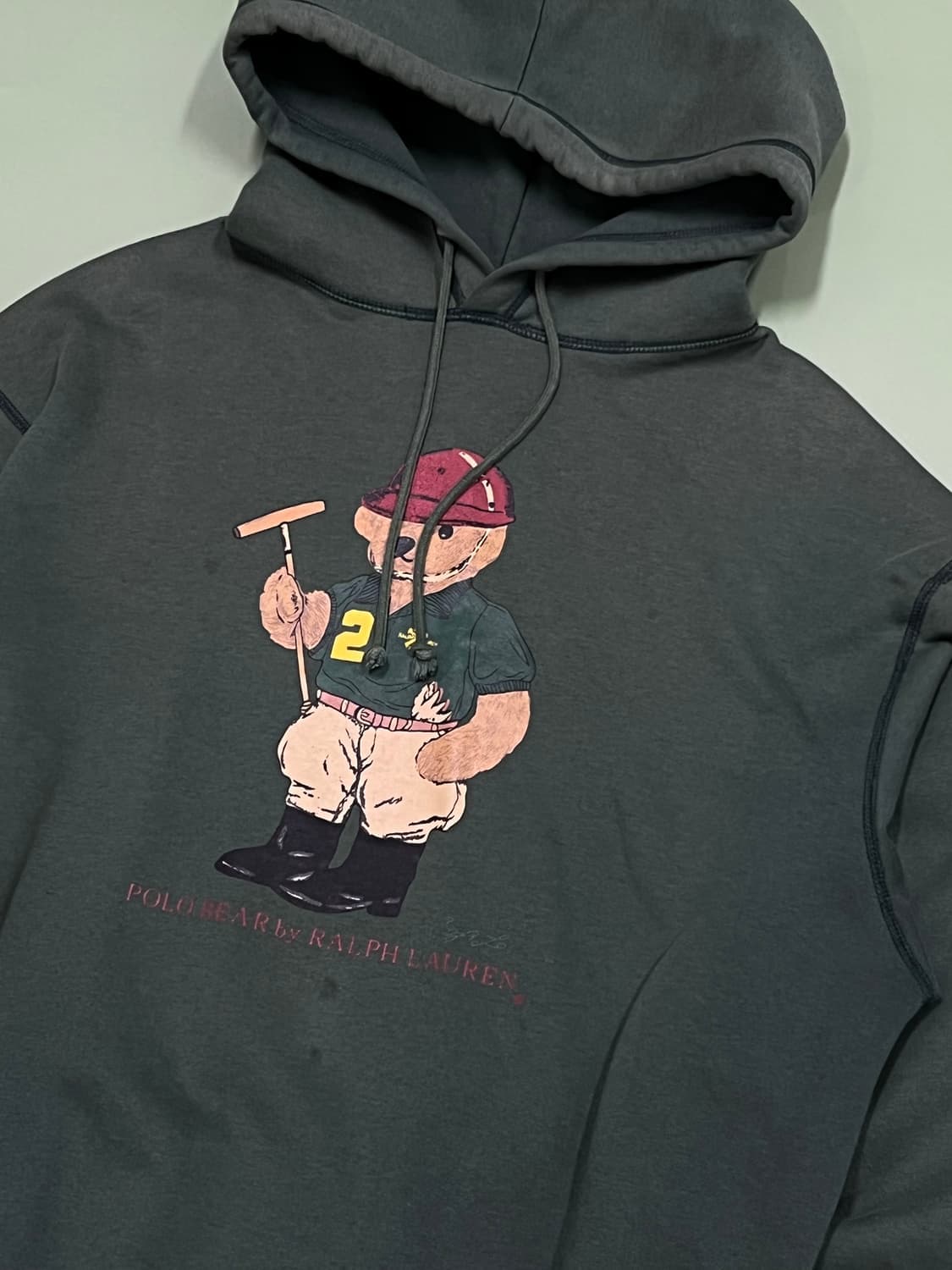 (M) 폴로 랄프로렌 90s 폴로베어 후드 티 그린 상품이미지3