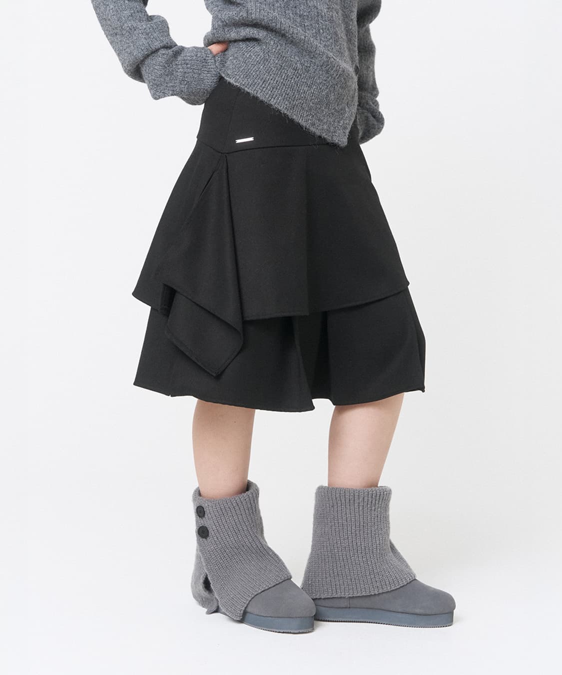 미세키서울 Sei layered midi Skirt black 미디스커트 상품이미지1