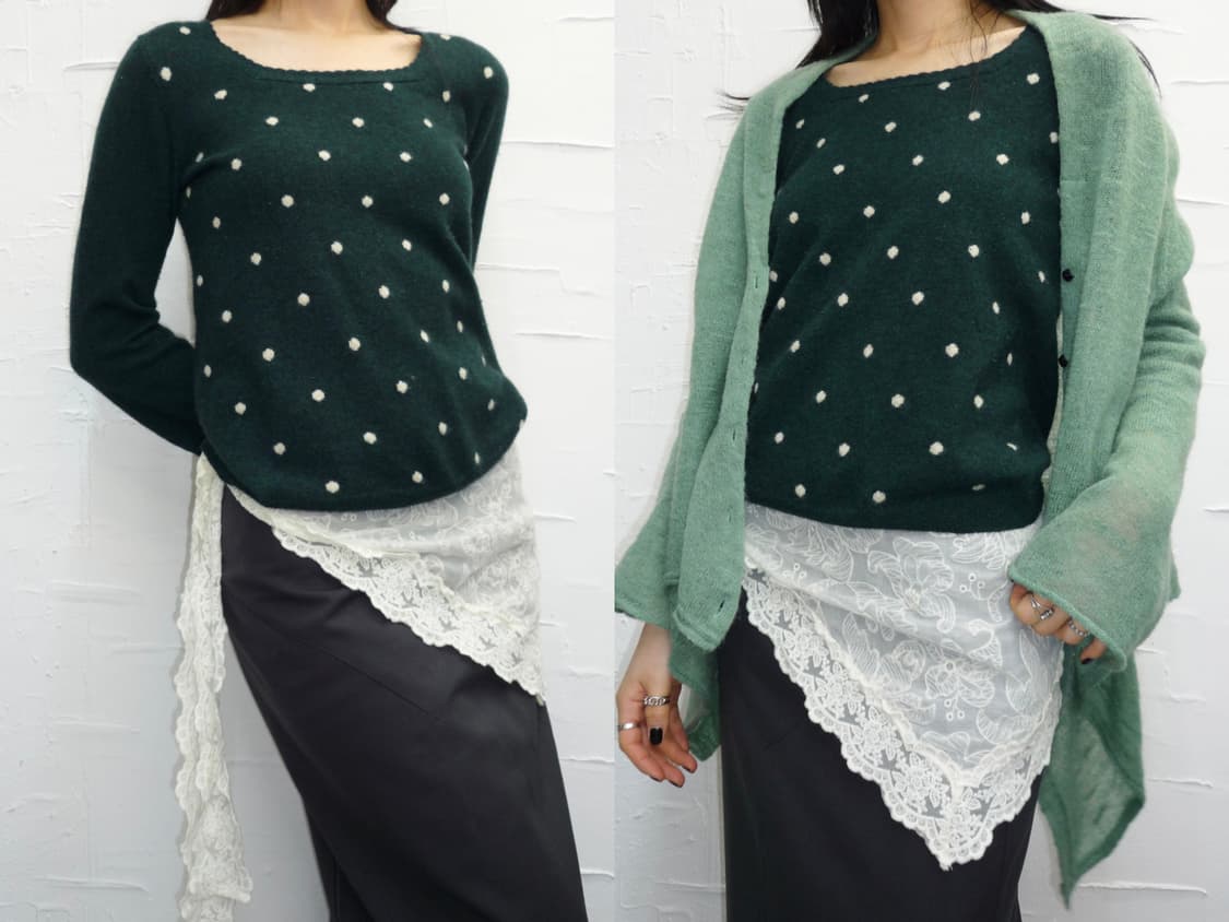 Little dot deep green knit 상품이미지1