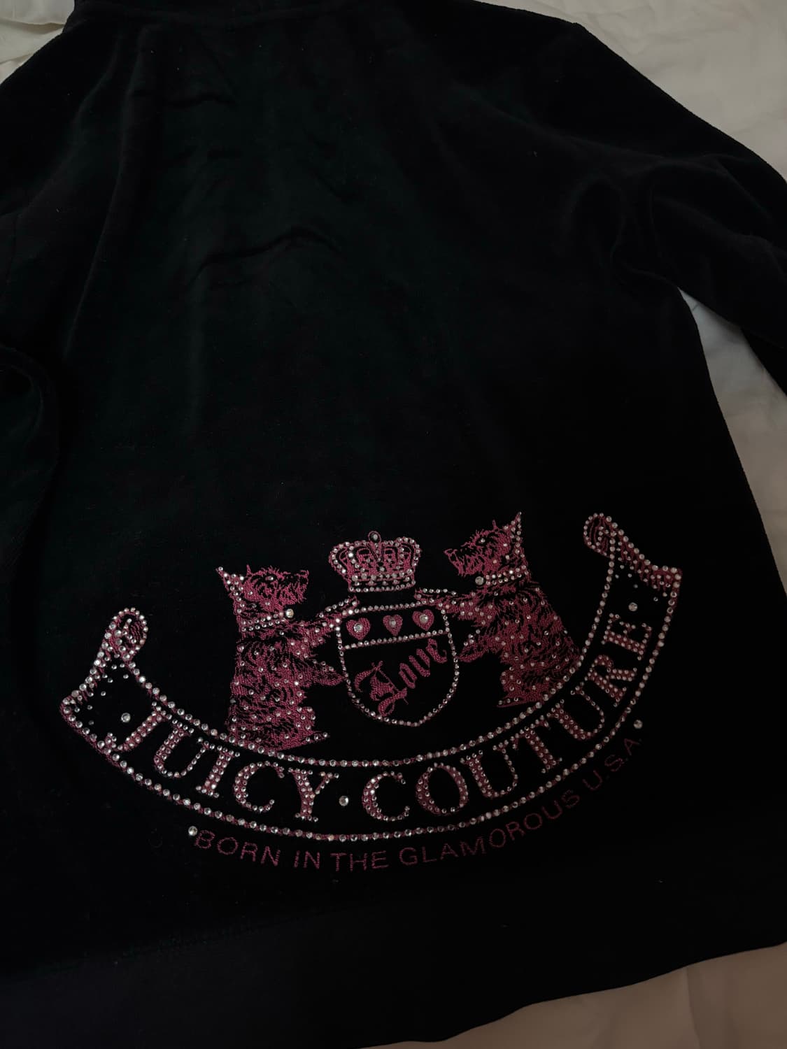 쥬시꾸뛰르 블랙 벨벳 후드집업 상품이미지1