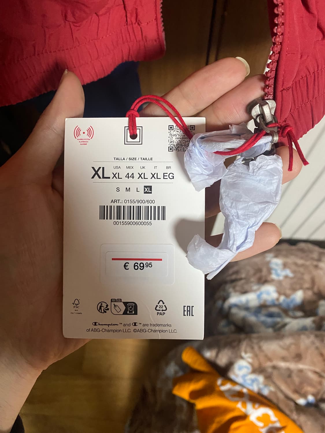 자라 x 챔피온 테크니컬 패치 자켓 레드 XL 상품이미지6