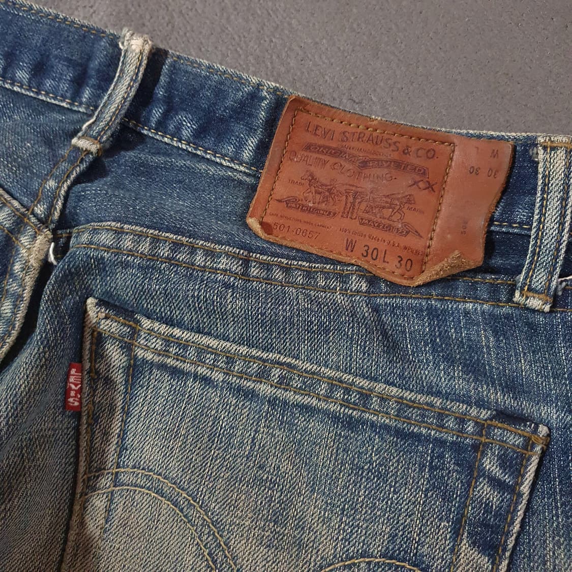 90s LVC 리바이스 USA 501-0657 셀비지 더티 데님 30 상품이미지8