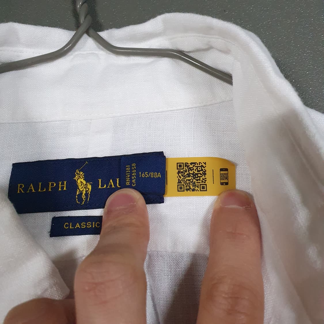 실측 S) 폴로 랄프로렌 신형 21ss 큐알 클래식핏 린넨 셔츠 화이트 상품이미지6