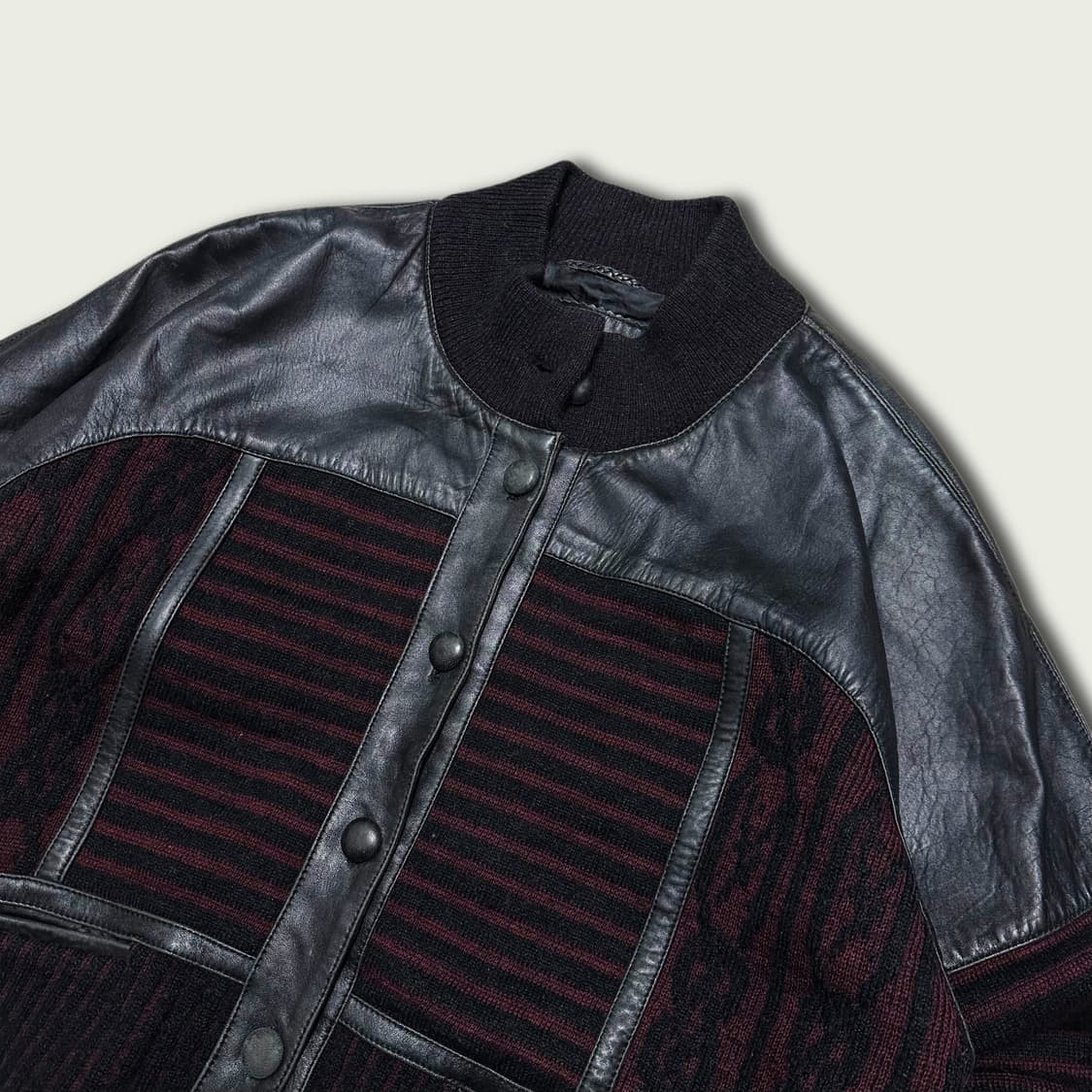 90s Torras 레더 니트 자켓 상품이미지4
