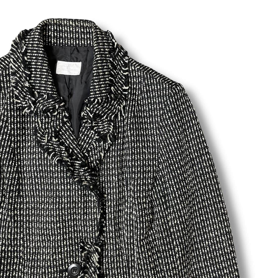 JPN 블랙화이트 아크릴 트위드 자켓 M 상품이미지3