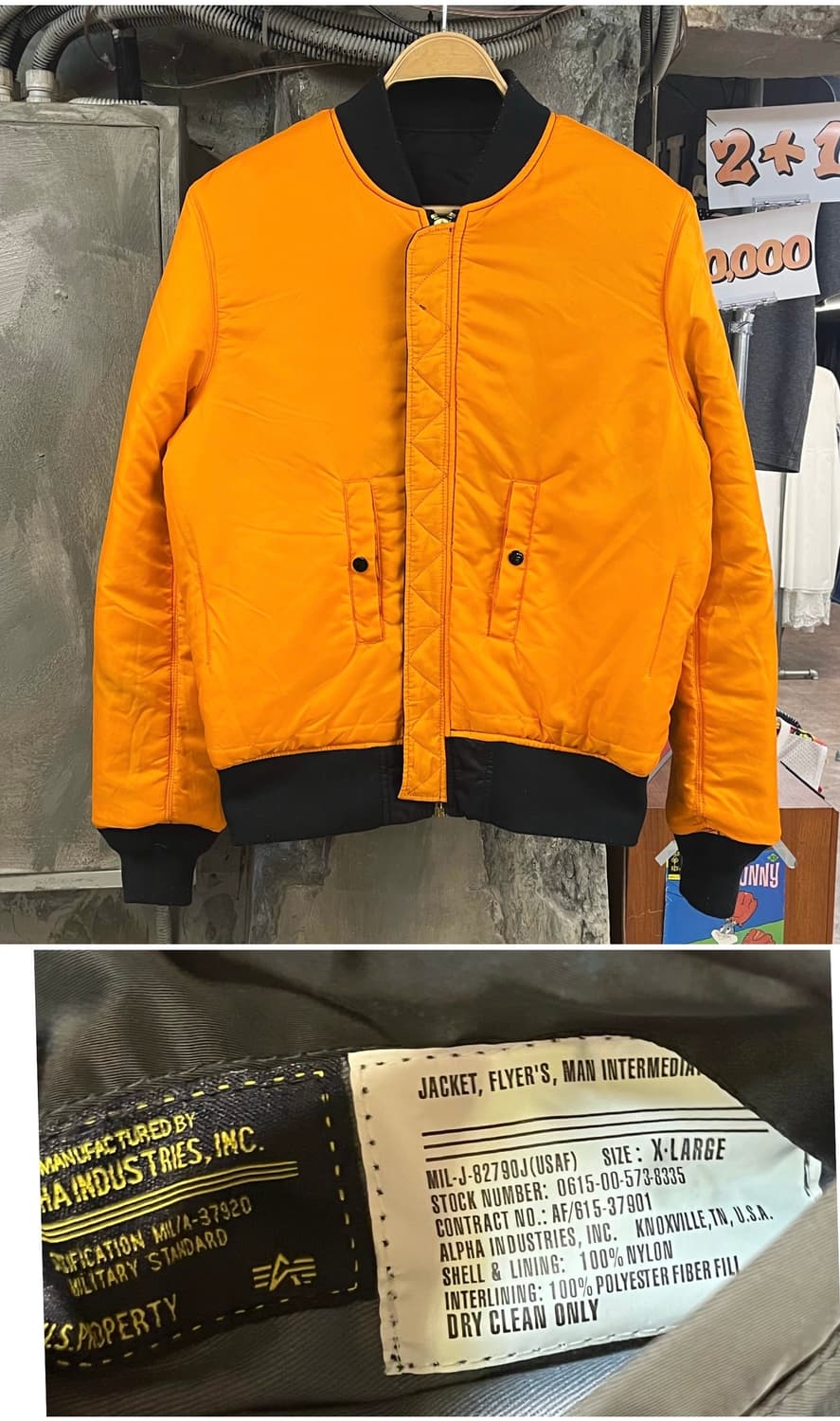 알파인더스트리 리버시블 ma1 자켓 블랙 오렌지 XL #csz3992   상품이미지2