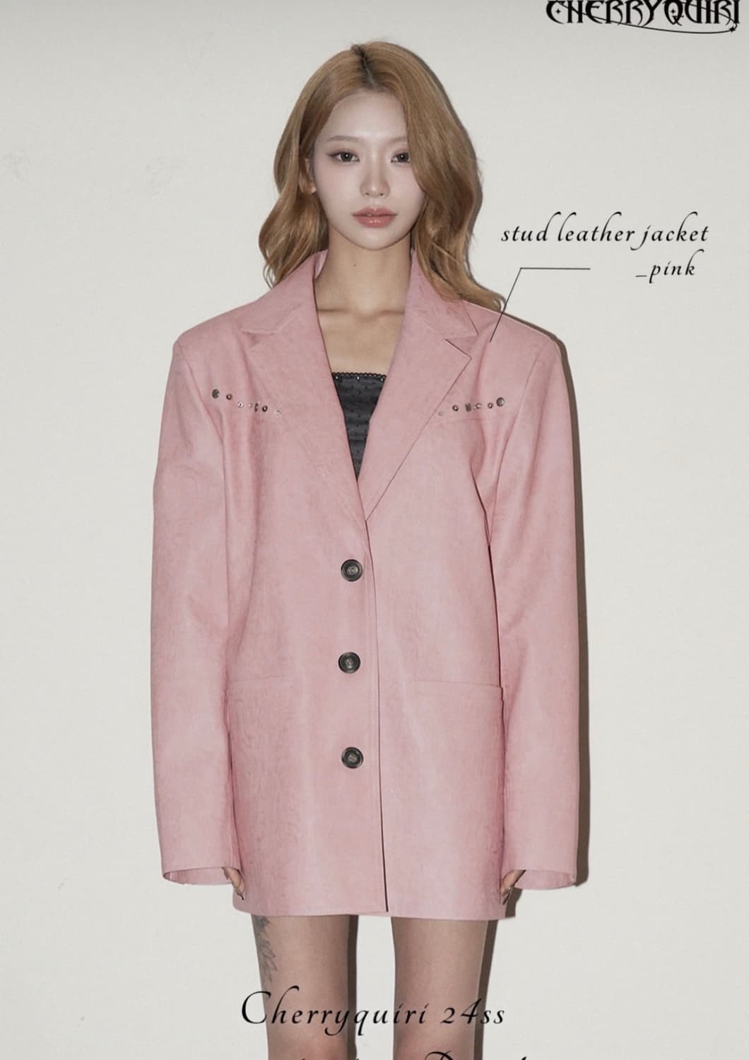 체리퀴리 스터드 레더 자켓 상품이미지1