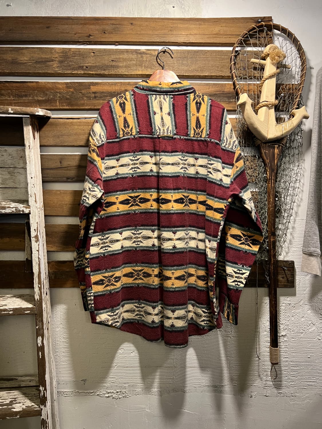 [L]90's USA 빈티지 나바호 패턴 컬러 스트라이프 샤모아 셔츠 상품이미지6