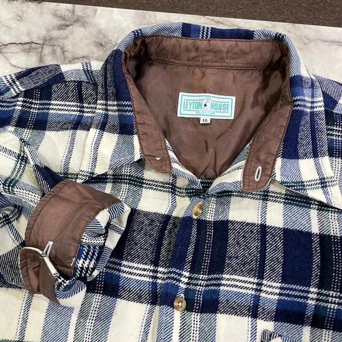 90s 레이튼 하우스 레이싱팀 타탄 체크 플란넬 셔츠  상품이미지5
