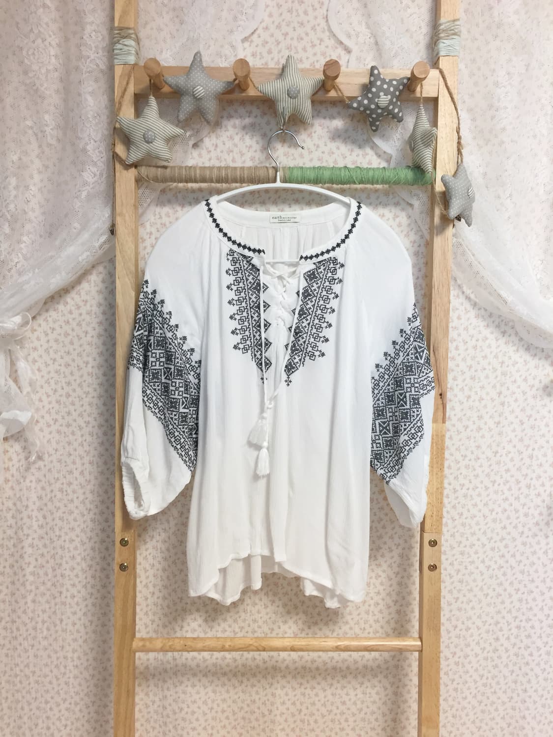 빈티지 어스뮤직 자수 블라우스 스즈코st 상품이미지2