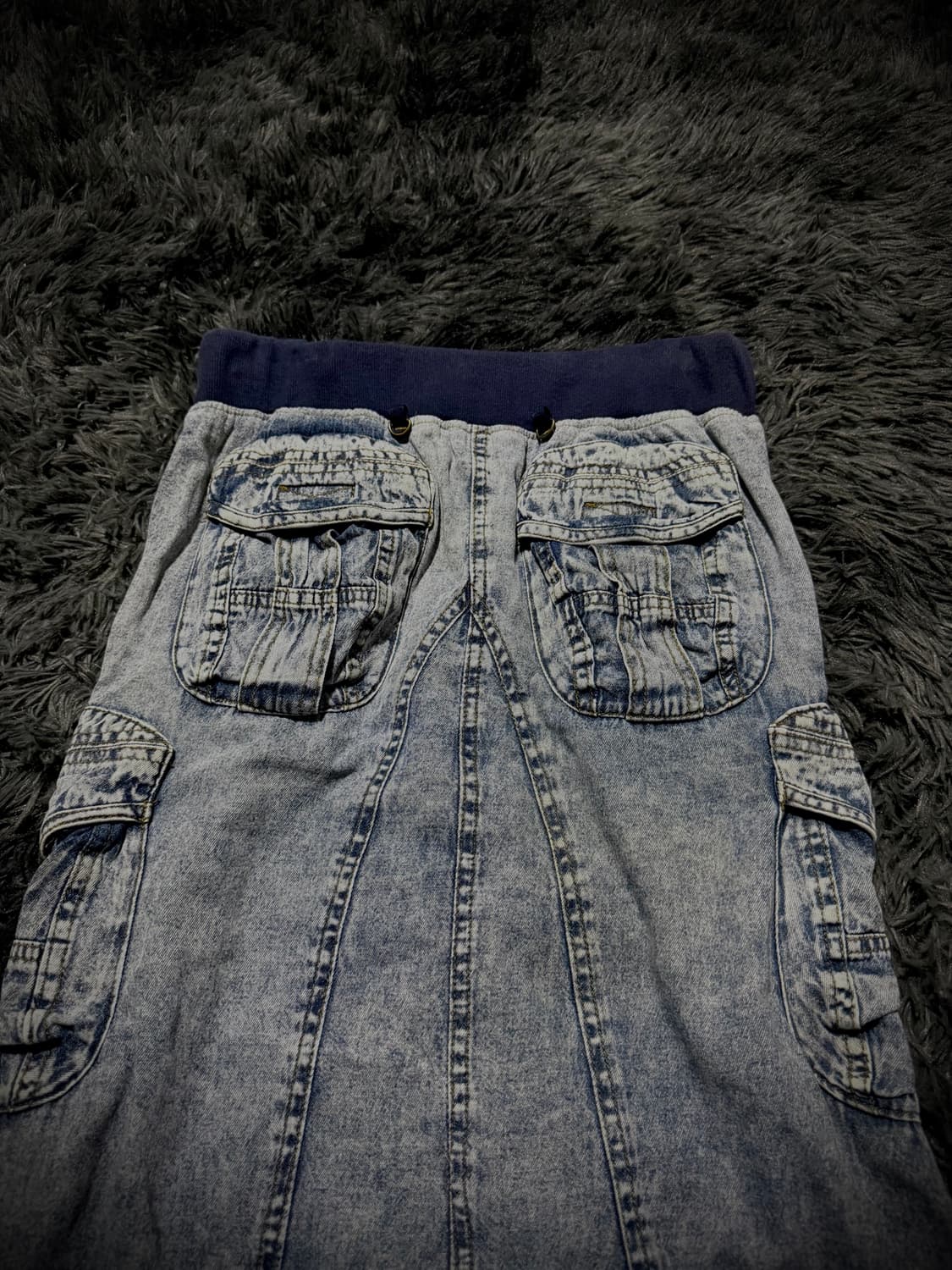 워싱 데님 포켓 디테일 지퍼 롱 스커트 상품이미지7