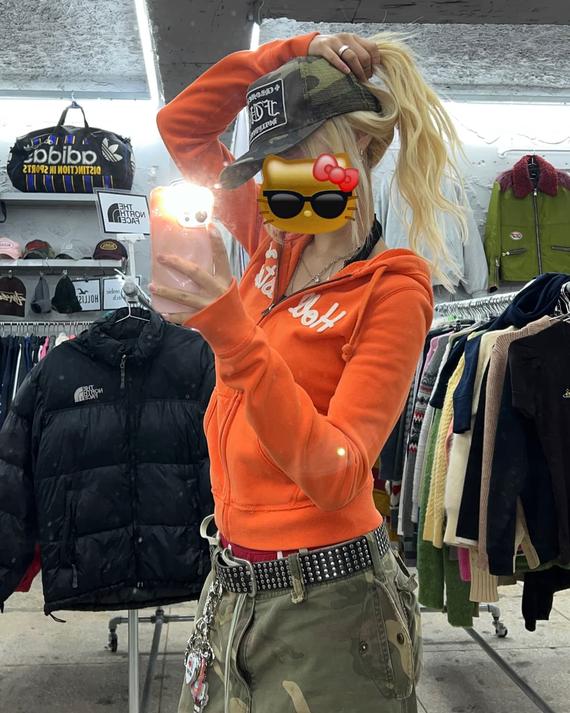 착샷O 홀리스터 오렌지 딱붙 후드집업 상품이미지3