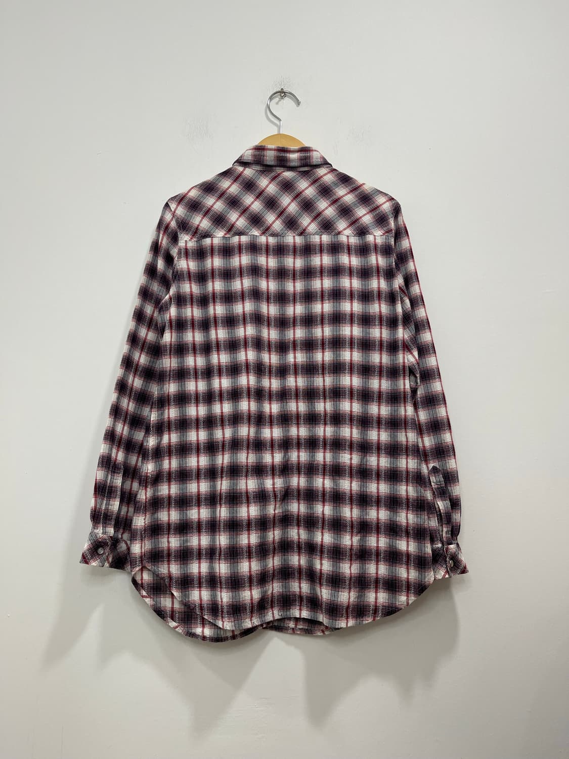 일본 빈티지 린넨 자수 체크 셔츠 상품이미지6
