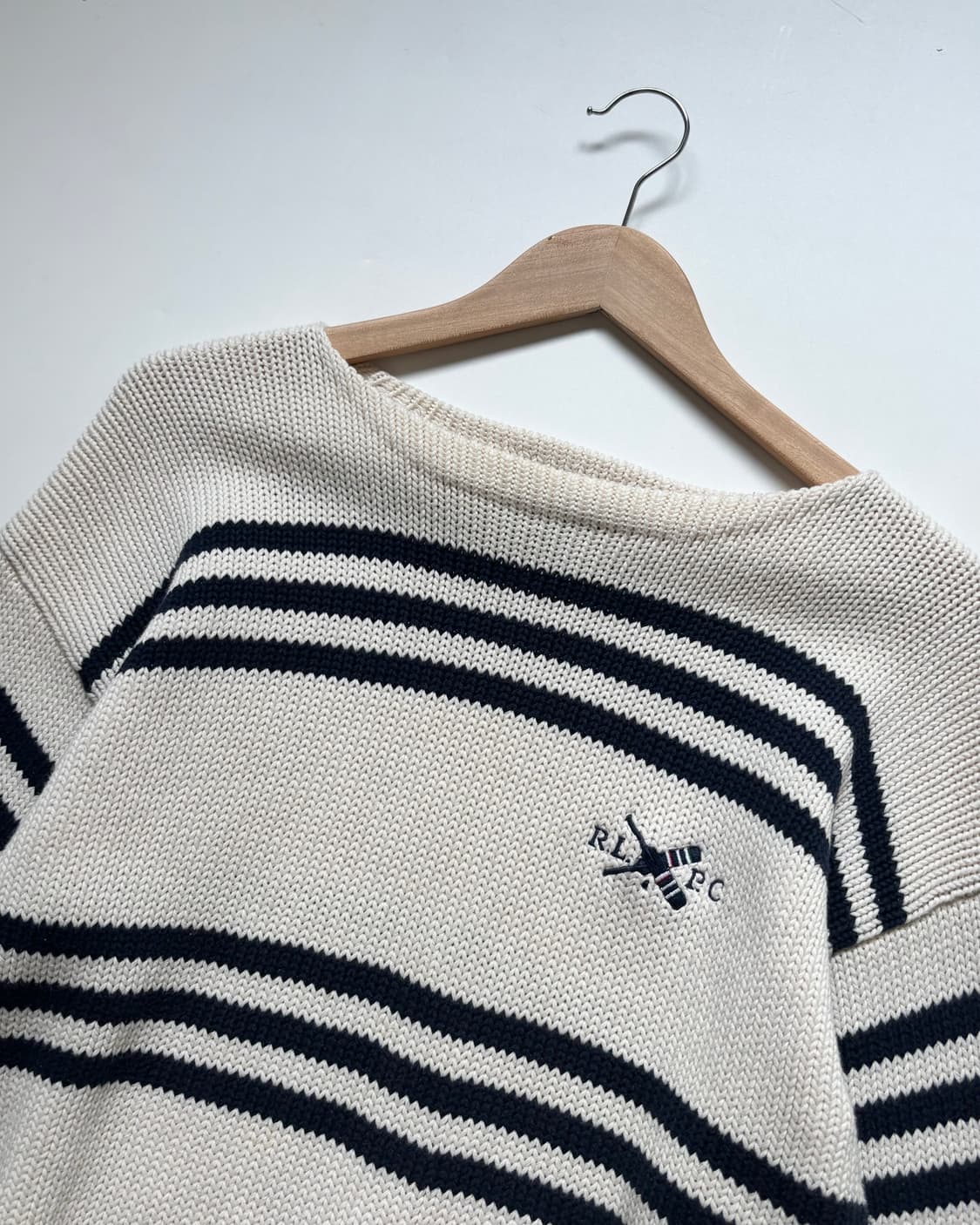 Polo 폴로 랄프로렌 90’s RLPC로고 단가라 보트넥 코튼 니트 상품이미지5