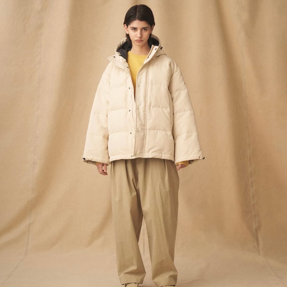 단톤 패딩 빅실루엣 후드 다운 자켓 상품이미지1