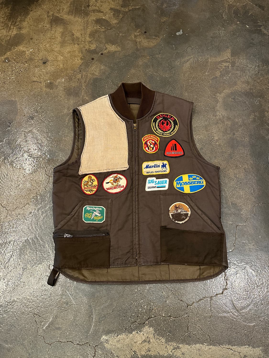 80s USA Cintas 신타스 패치워크 슈팅자켓 베스트 XL 상품이미지1