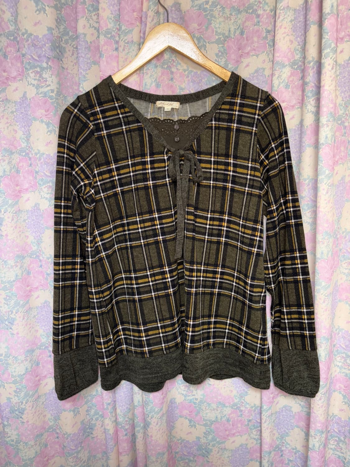 카키 체크 롱 슬리브 상품이미지6