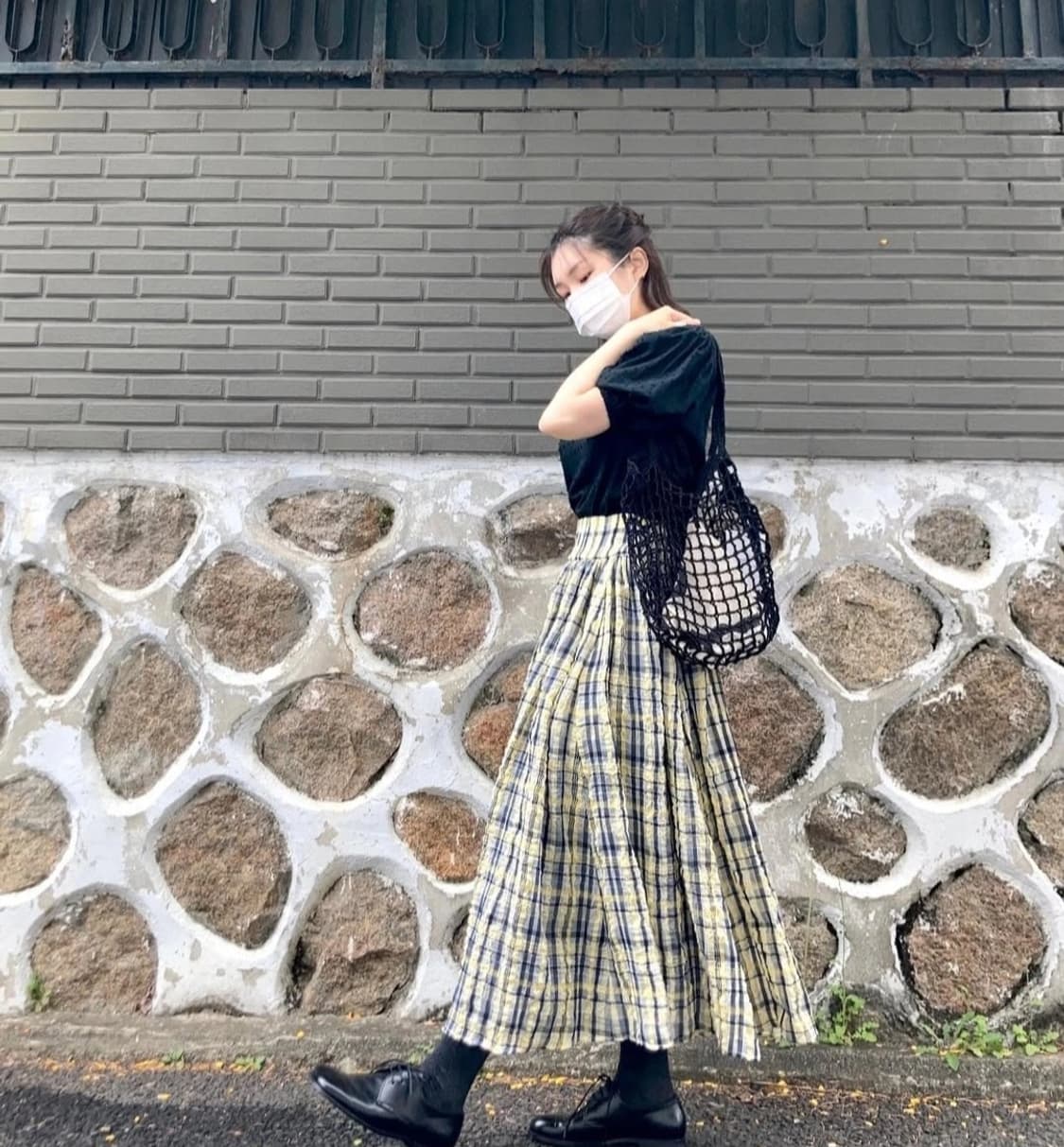 (새상품) 유노이아 체크 스커트 옐로우 (밴딩 프리) 상품이미지4