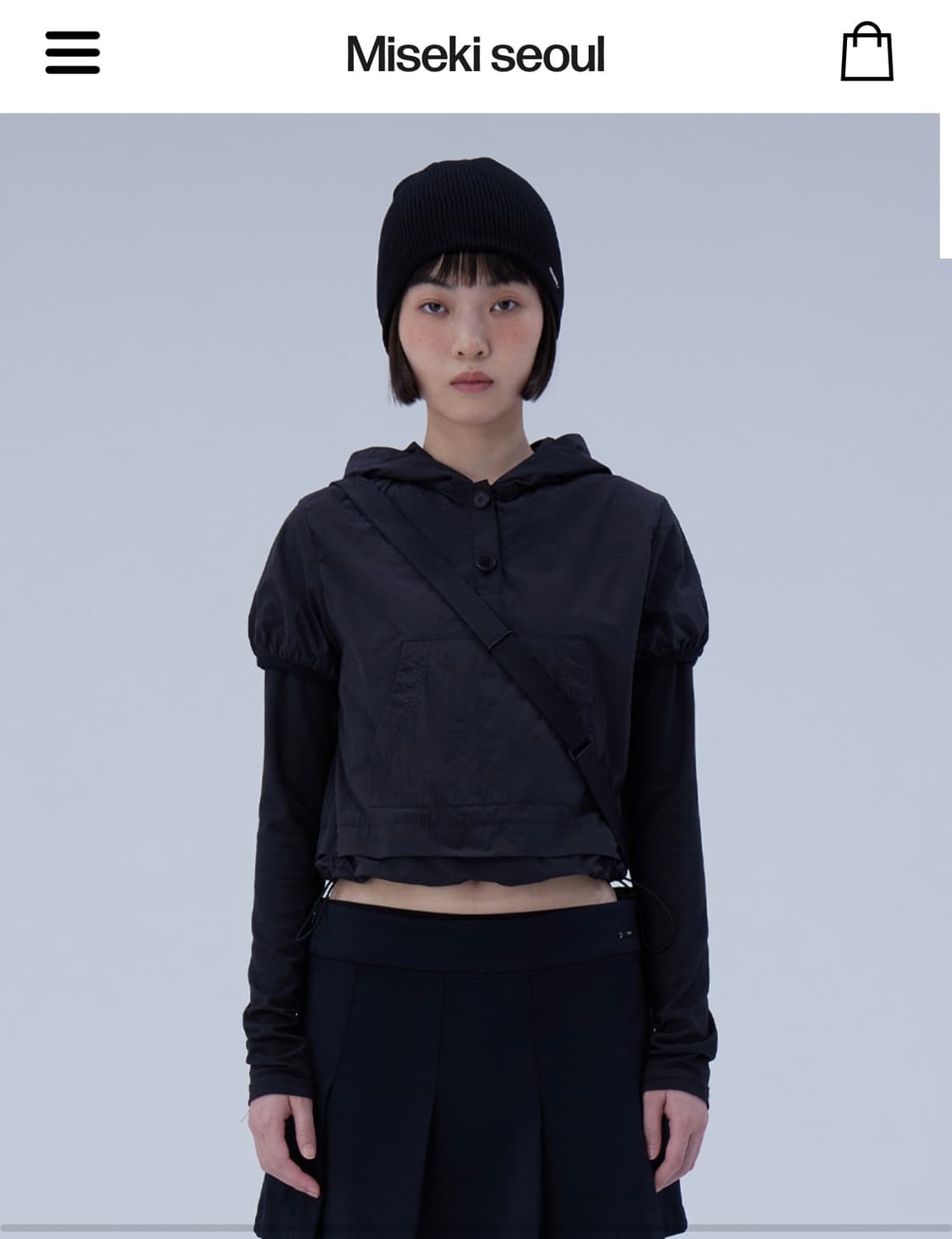 미세키서울 Long sleeves layered hoodie BLACK 상품이미지3