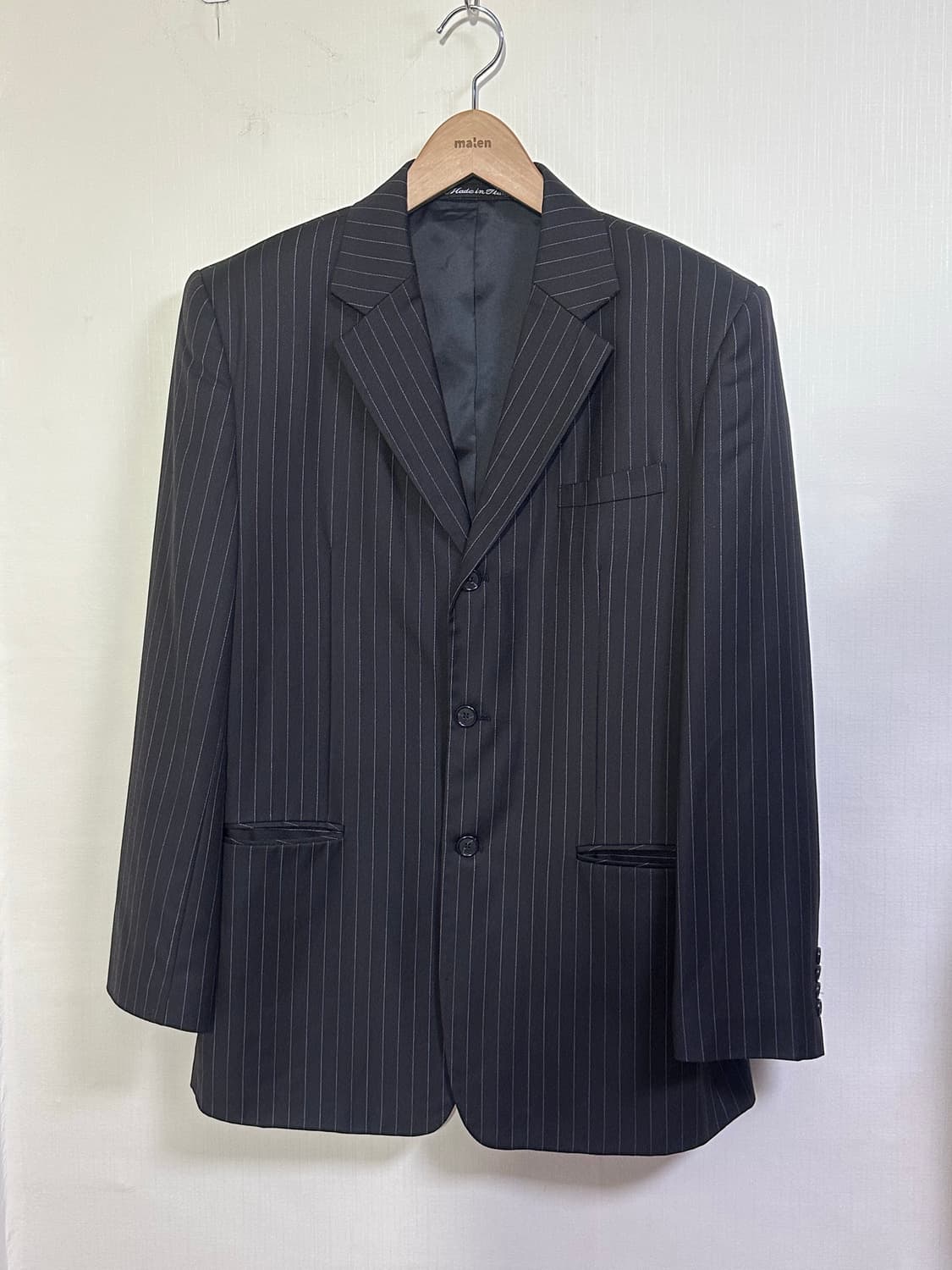 휴고보스 스트라이프 정장 셋업 105/30/블랙 / 오버핏 수트 상품이미지2