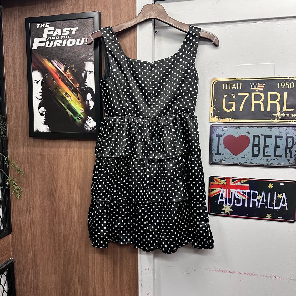 Barbie, Black Satin Dot Frill Midi Dress 상품이미지2