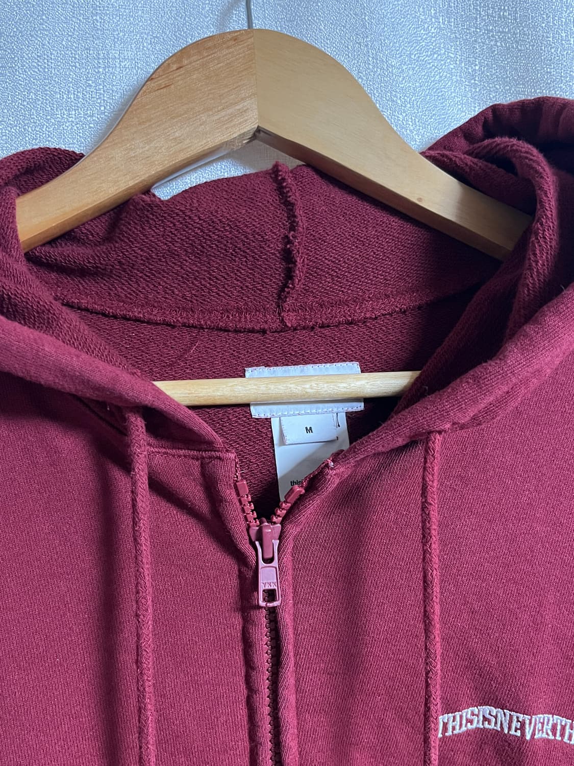 공용 디스이즈네버댓 버건디 후드집업 후드티 M 상품이미지4