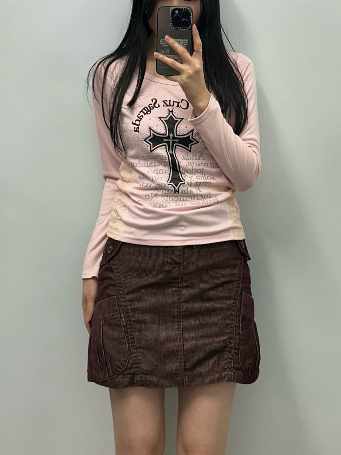 Vintage 빈티지 y2k와투케 지뢰계 프린팅 롱슬리브 긴팔티 상품이미지1