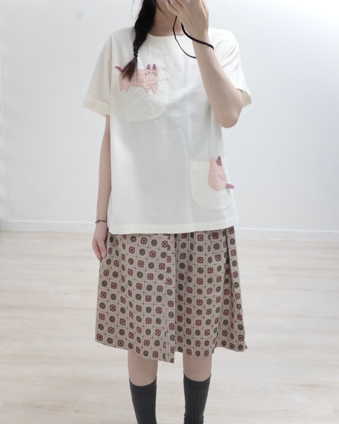 Cutie cats ivory blouse 상품이미지2